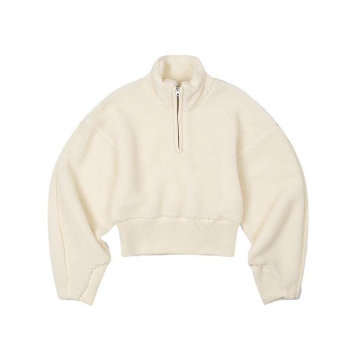 Dame hyggelig fleece-pullover med kort lynlås og elastisk manchet Stilla