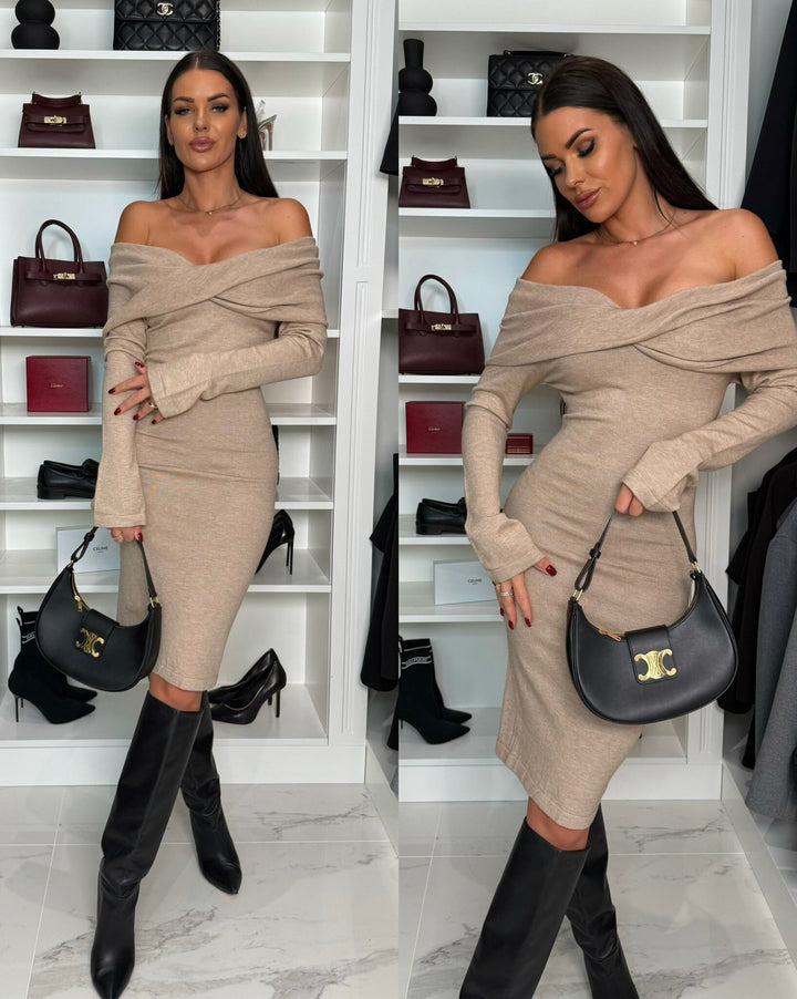 Dame figurtilpasset Off-Shoulder Kjole med elegant rynkning Stilla