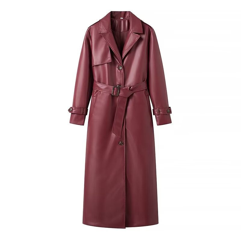 Dame elegant kunstlæder trenchcoat Stilla