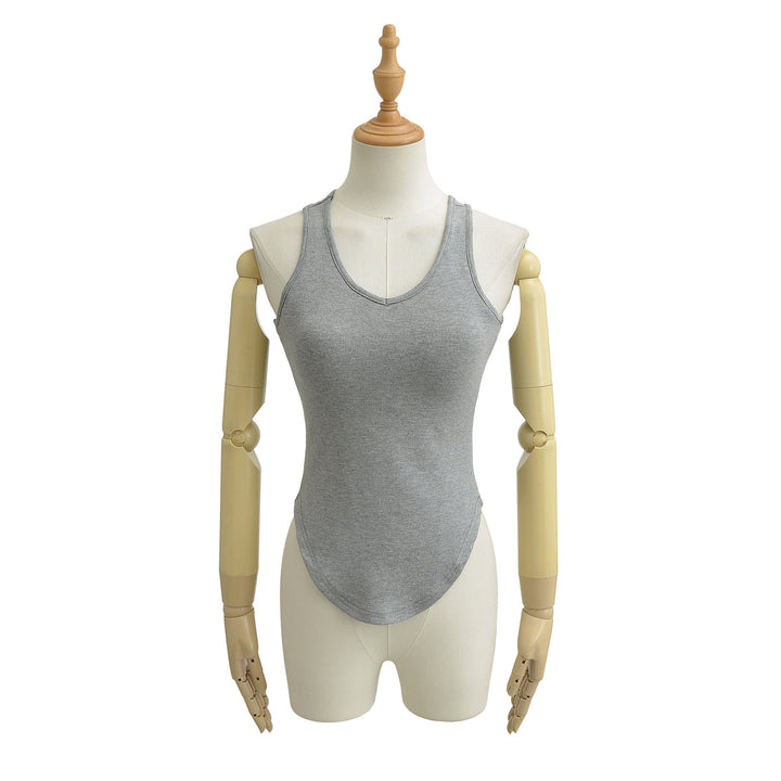 Dame sporty V-hals tanktop i åndbart materiale med tætsiddende snit Stilla