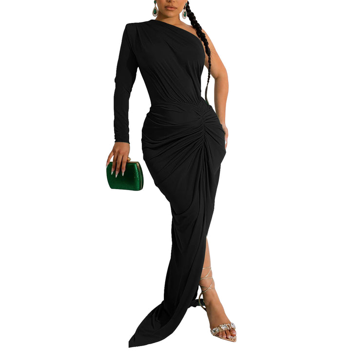 Dame elegant vikdress med asymmetrisk snit og glat drapering Stilla