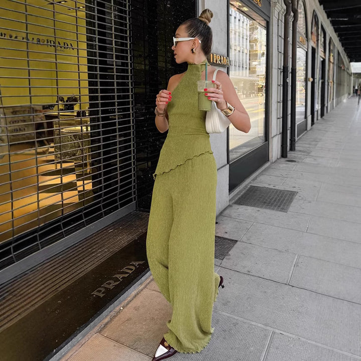 Dame wrapped dress med asymmetrisk kant og elegant flæseafslutning Stilla