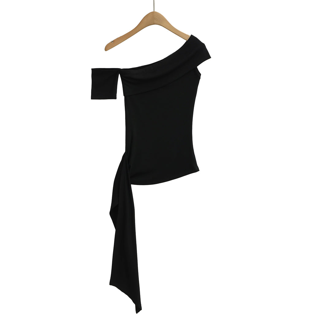 Dame Off-Shoulder Top med knudedetalje og asymmetrisk sømklip Stilla