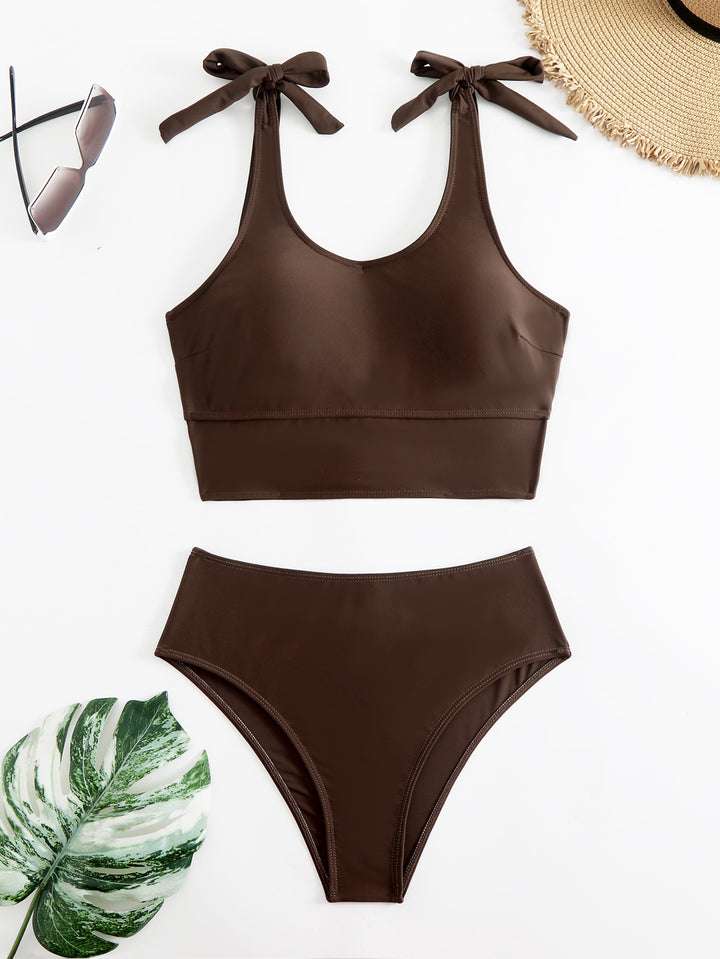 Dame Højskåret Bikini Sæt med justerbare Bindebånd Stilla