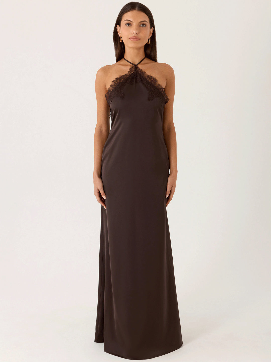 Dame Elegant Maxi Kjole med sofistikeret blonder bustier og flydende stof