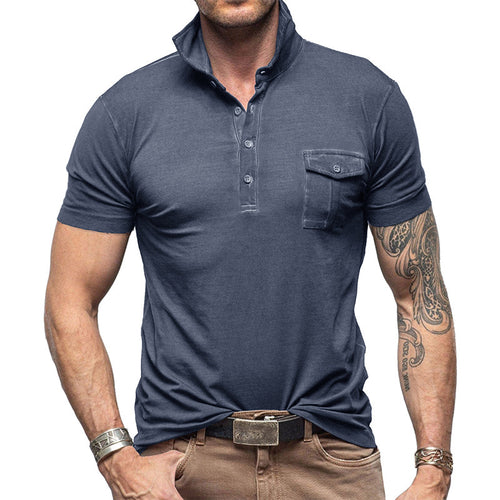 Herrer Poloshirt med praktisk brystlomme og moderne ståkrave Stilla