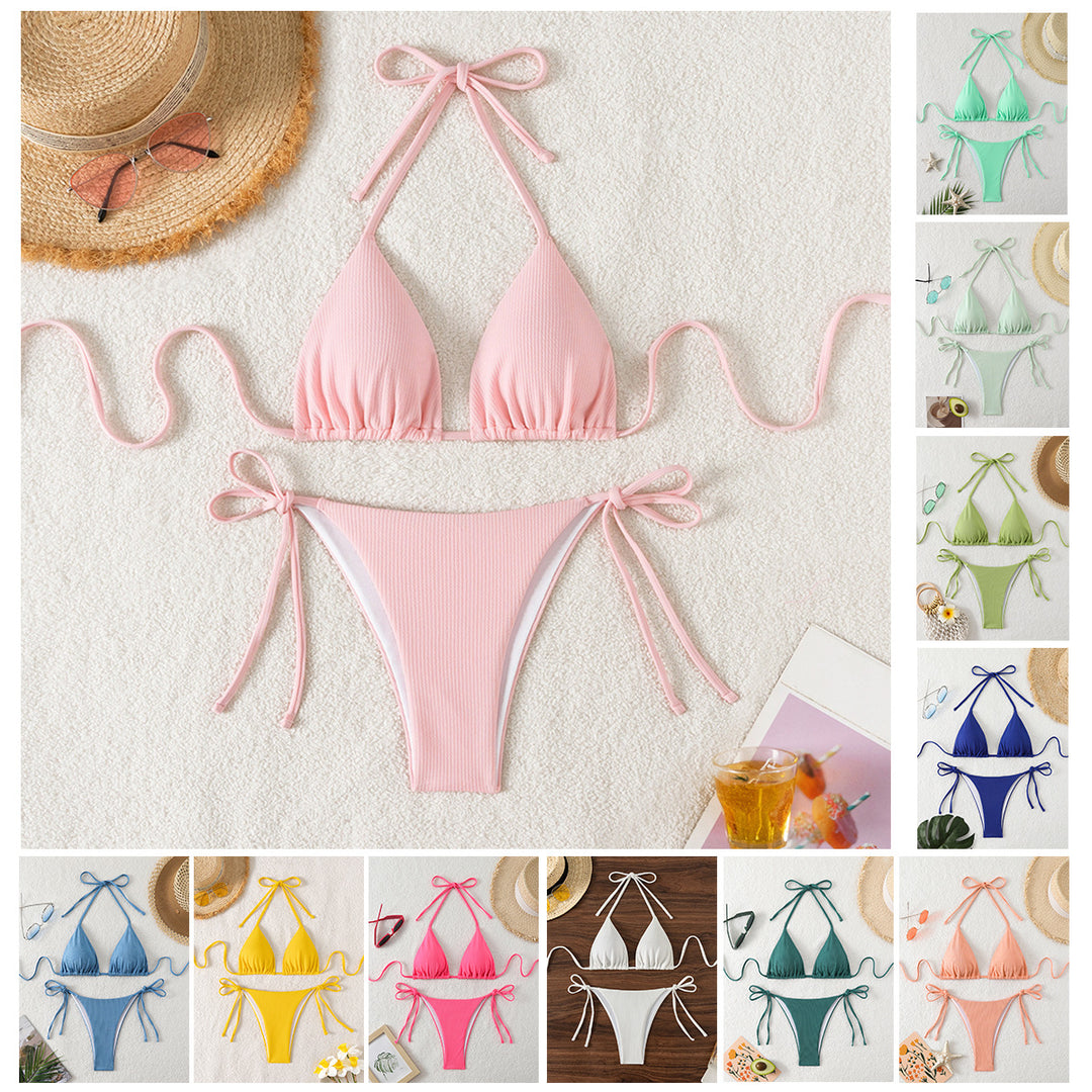 Dame Triangel-Bikini med justerbare stropper og raffinerede detaljer Skovae