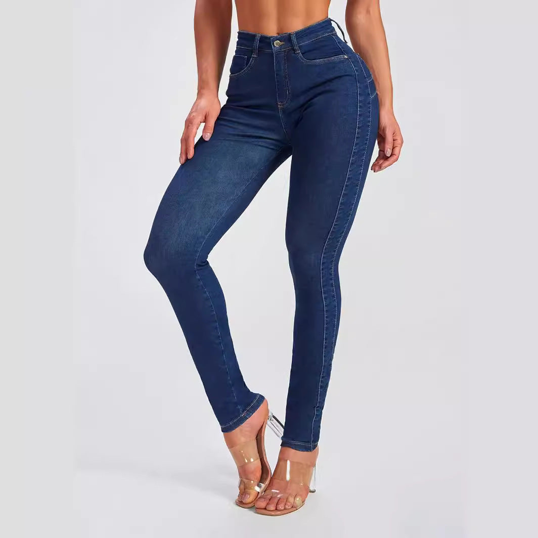 Dame højt skårne skinny jeans med tætsiddende snit og elastisk materiale Stilla