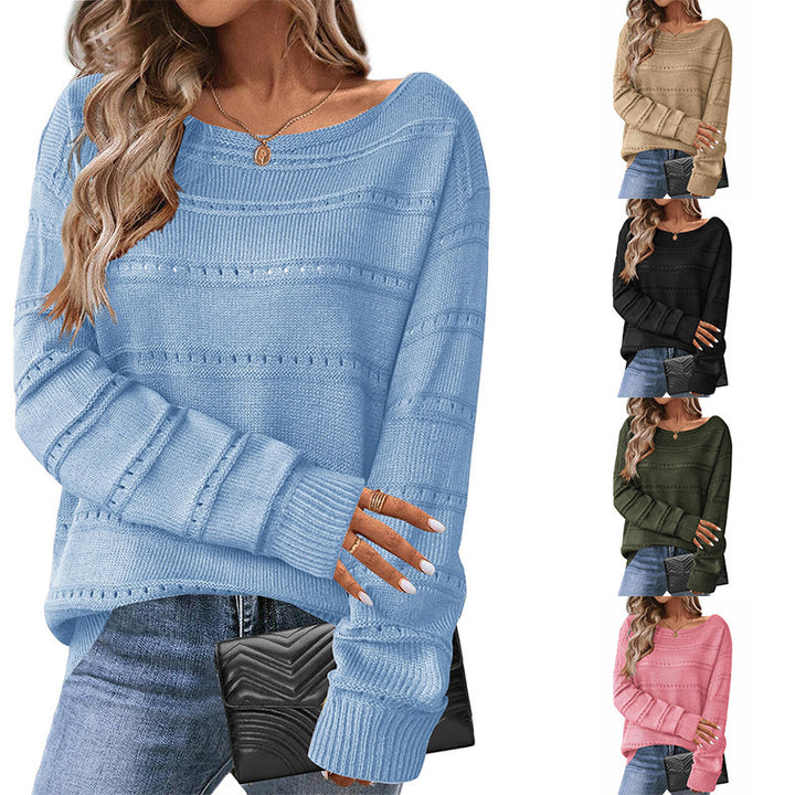 Kvinders strikkede sweater med luftig struktur og løstsiddende design Stilla