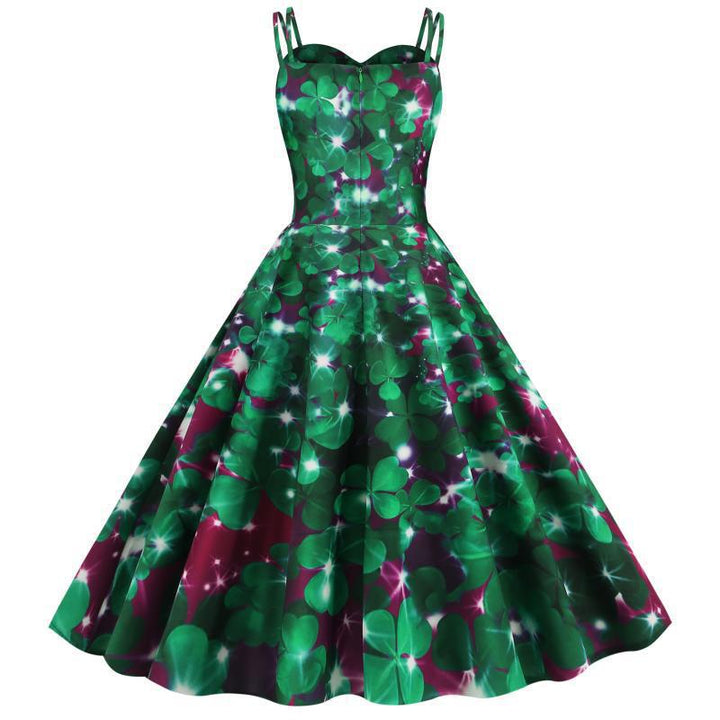 Kvinders vintage A-line kjole med charmerende blomster mønster Stilla