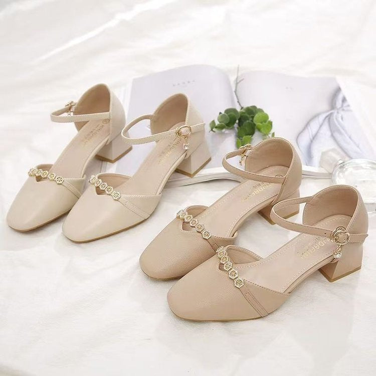 Dame elegant Slingback-pumps med modet rhinsten pynt Stilla