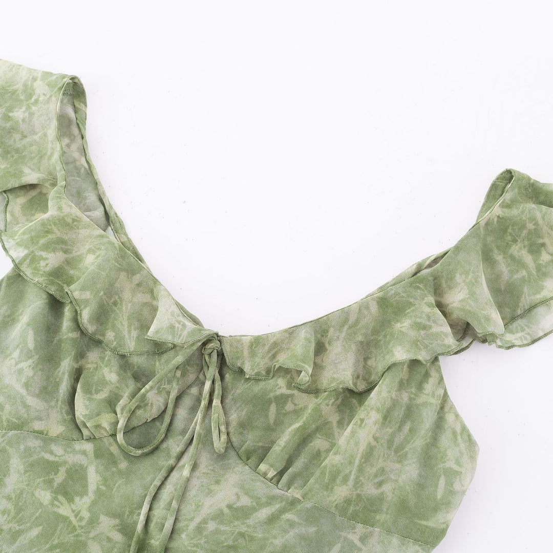 Dame Maxikjole med raffinerede ruffles detaljer og elegant bånd Stilla