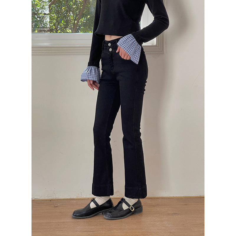 Dame Høj skåret Bootcut Jeans med elegante knapdetaljer Stilla