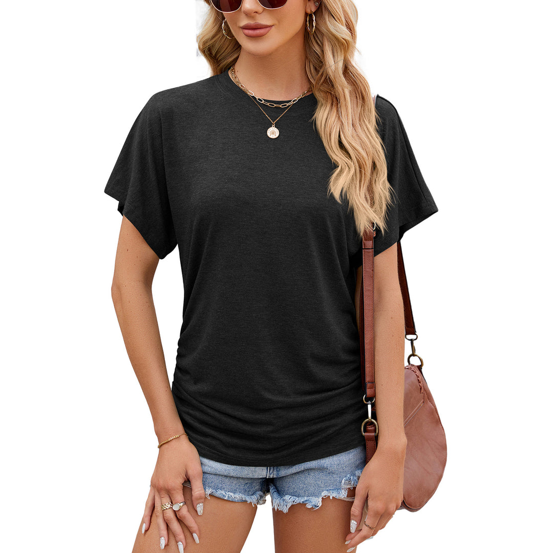 Dame afslappet T-shirt med sidelidt ruchingselement Stilla