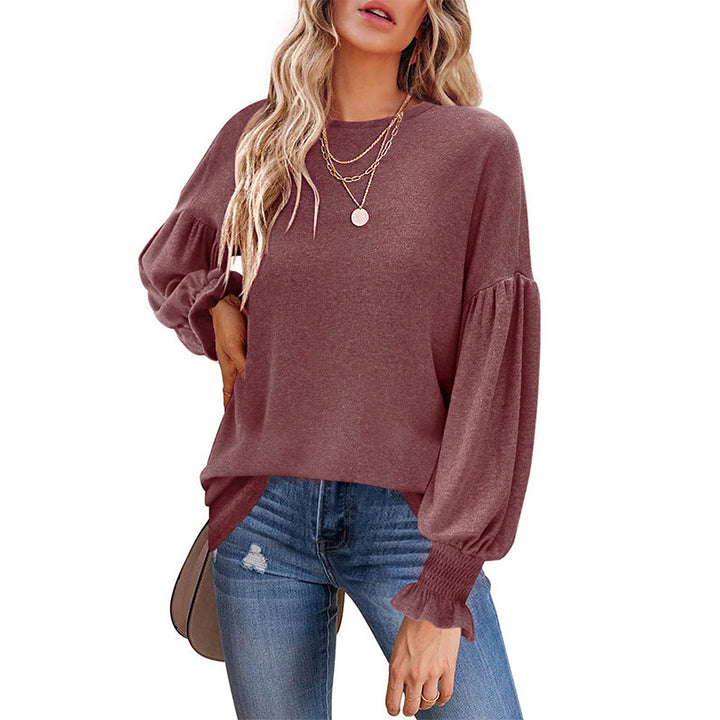 Dame sweater med elegante ballonærmer og finstrik Stilla