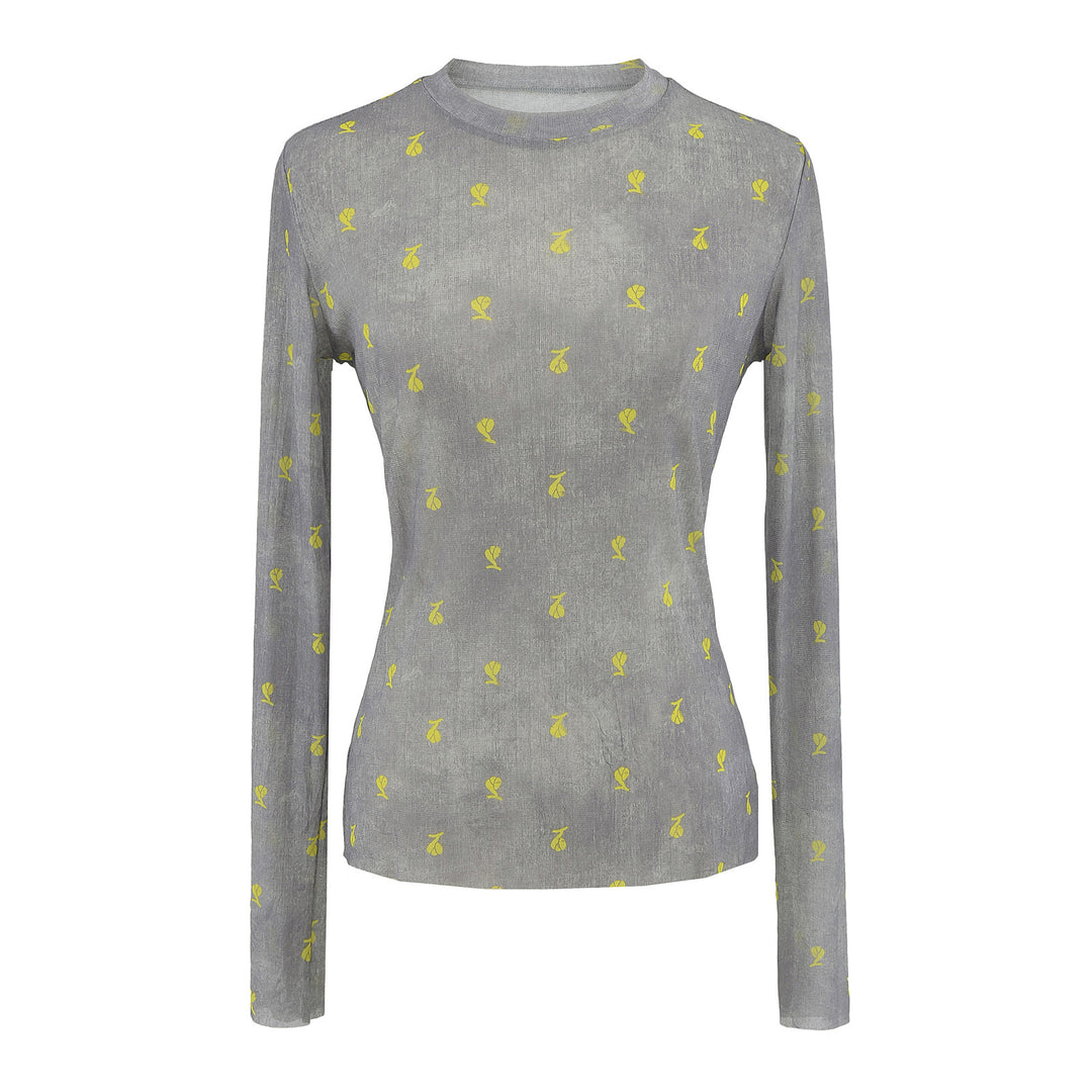 Dame langærmet t-shirt med blomsterprint og blødt indvendigt materiale Stilla
