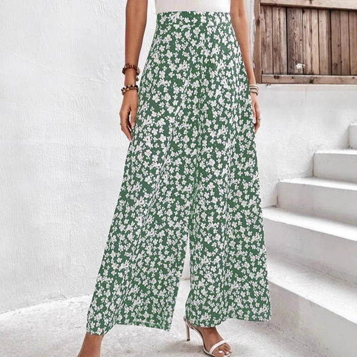 Dame bred sommerbukser med blomsterdesign Stilla