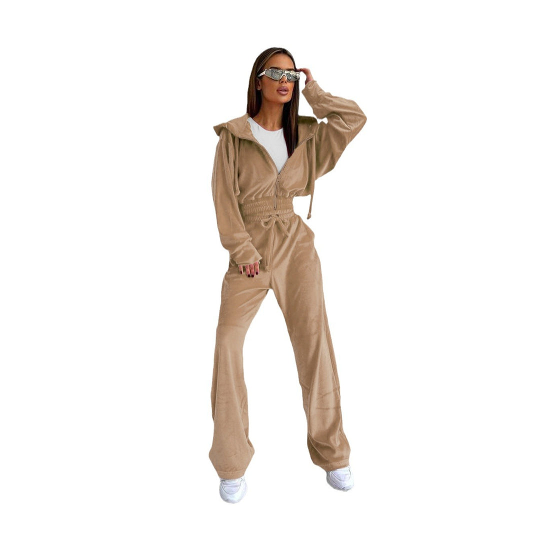 Dame Fleece-Hoodie og Jogger-Sæt med strammet talje og afslappet snit Stilla