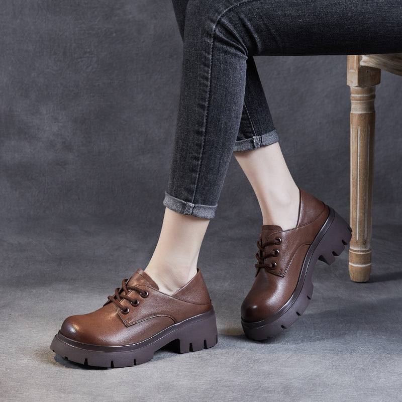 Dame Chunky Platform Oxfords med stilige snørebånd Stilla