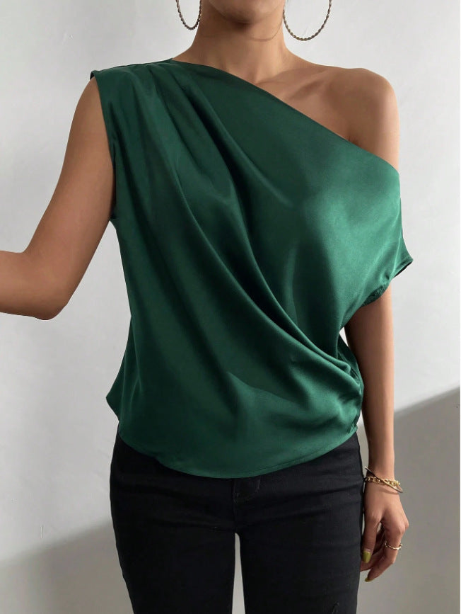 Dame Elegante, skulderfri satin top Skovae