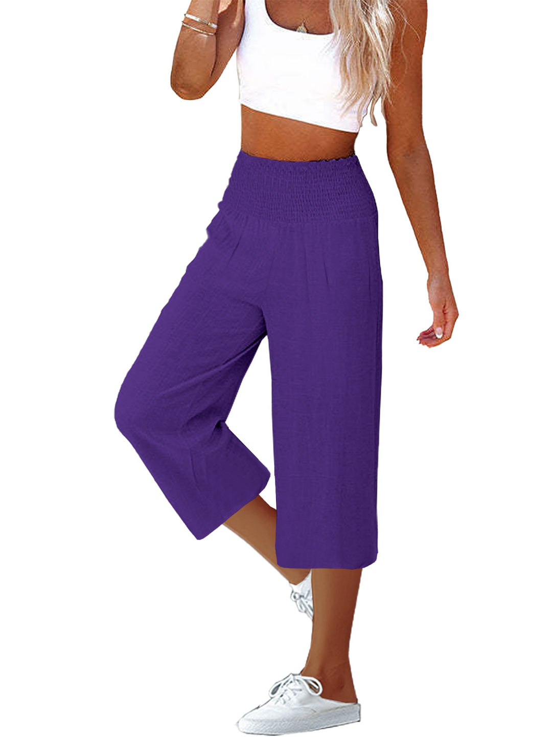 Damer Elegant løs Culotte med elastisk bælt og folder Stilla