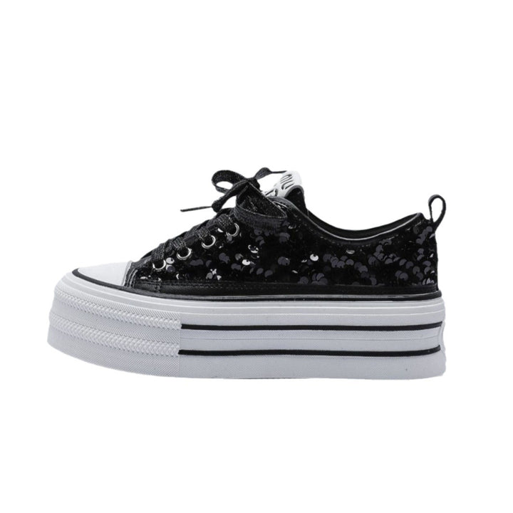 Dame Mode Plateausneakers med glitrende overmateriale Stilla