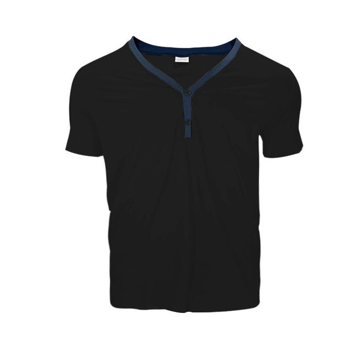 Herrer Korte ærmer Henley T-Shirt med stilfuld krave og to knapper Stilla