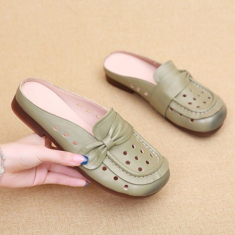 Dame Clogs med perforeret design og mode bue-detalje Stilla