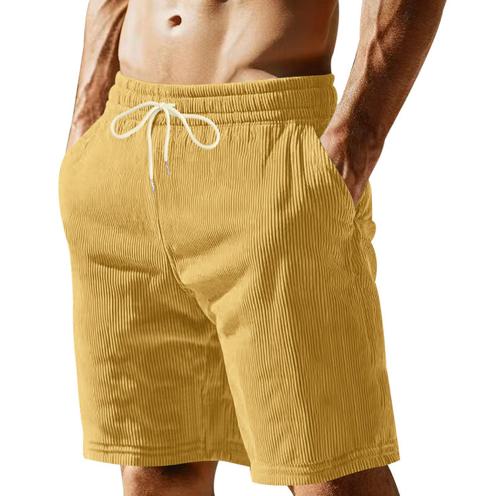 Herren knælange Bermudashorts med elastisk kant, snortræk og sidelommer Skovae