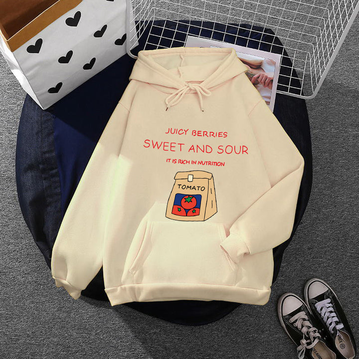 Kvindernes hoodie med unikt vitaminrigt print Stilla