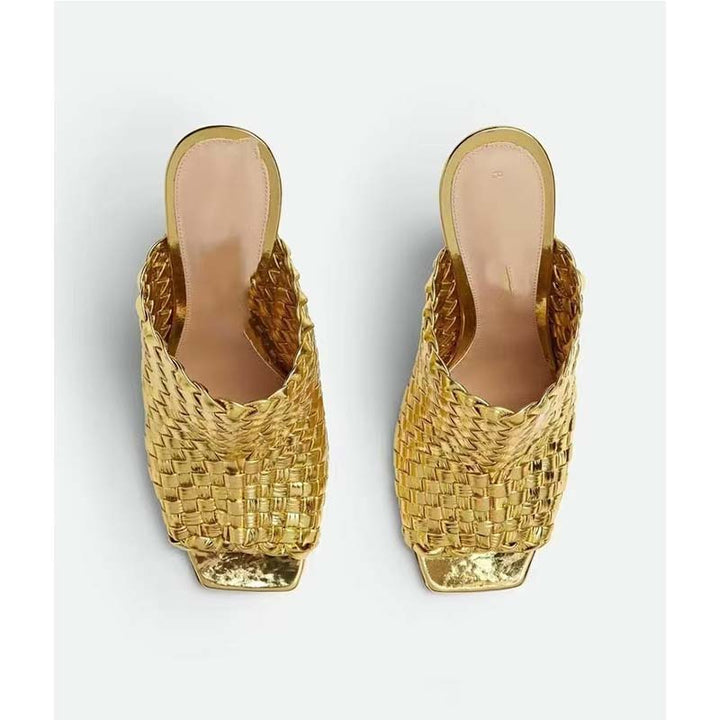 Femme Woven Slide Sandaler med skulpturel knyttet hæl Stilla