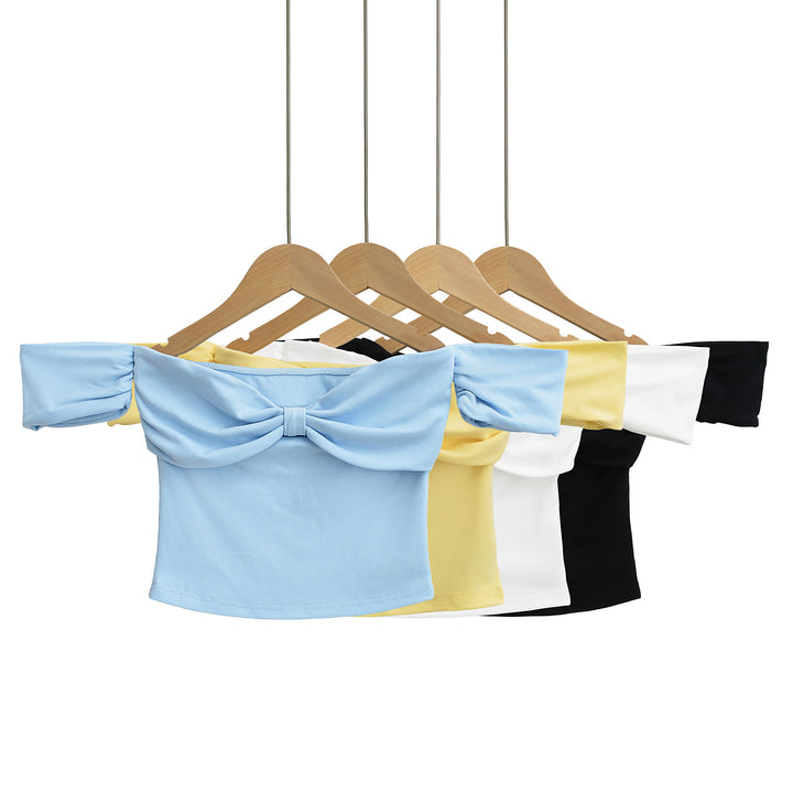 Dame Off-Shoulder Top med legende bunden design og elastisk bund Stilla