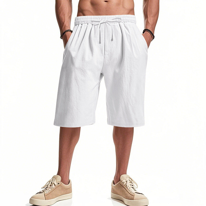 Herre nan afslappede bermudashorts i bomuldsblanding med elastisk livline snor og sidelommer Skovae