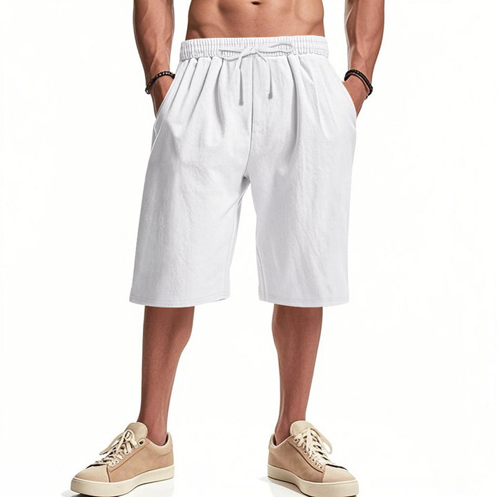 Herre nan afslappede bermudashorts i bomuldsblanding med elastisk livline snor og sidelommer Skovae