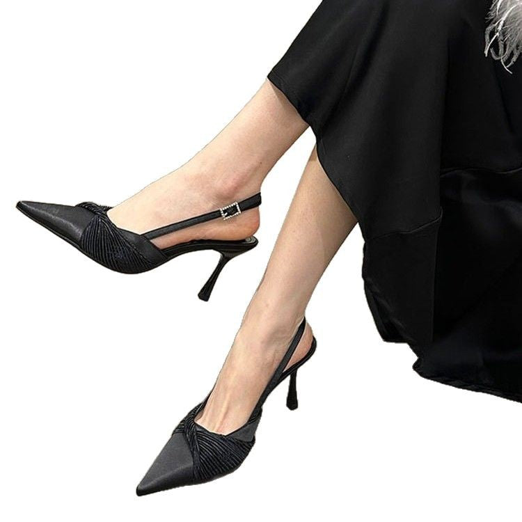 Dame elegante spids Slingback-pumps med plisseret detalje Stilla