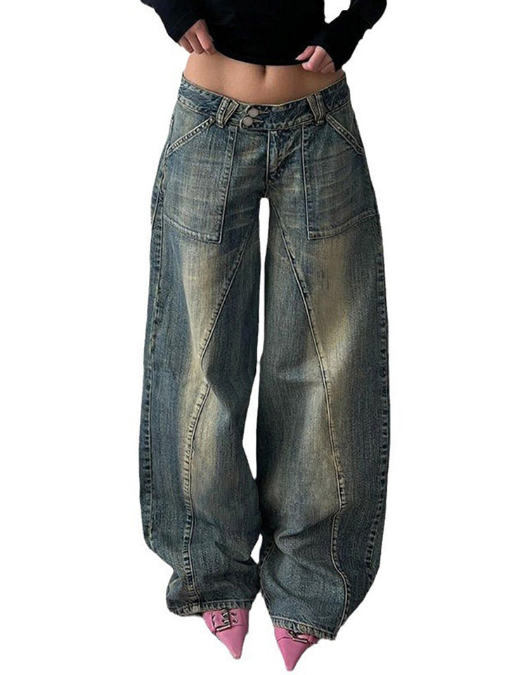 Dame brede jeans med afslappet snit og unikt design Skovae