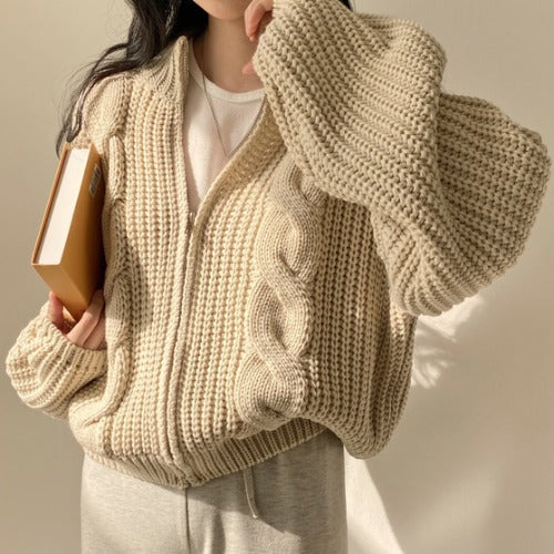 Damer chunky strikket cardigan med voluminøse ærmer og åben front Stilla