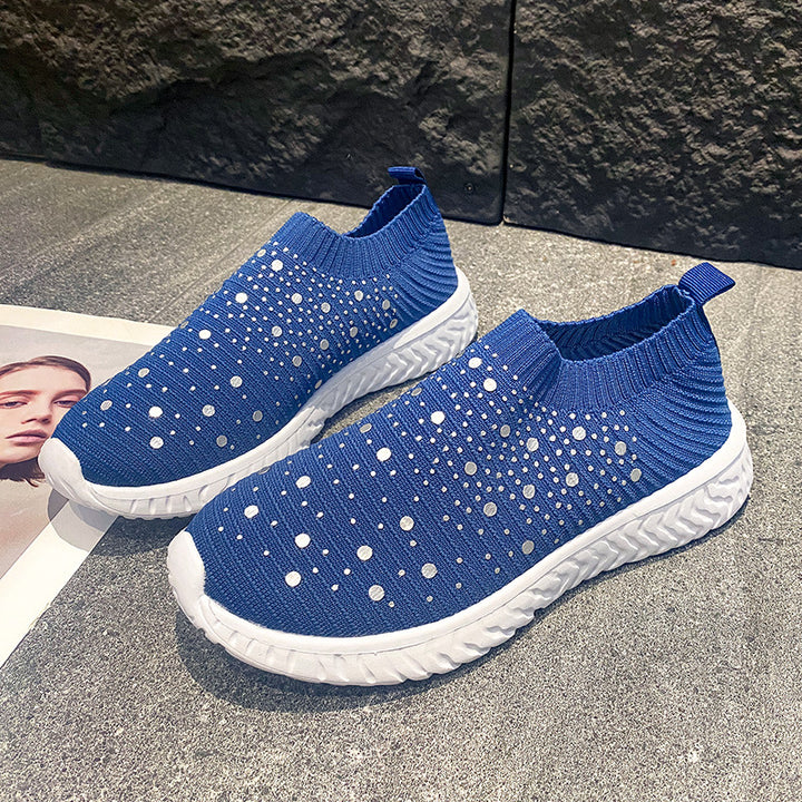 Dame Sneakers med åndbart strikmateriale og fashionable detaljer Stilla