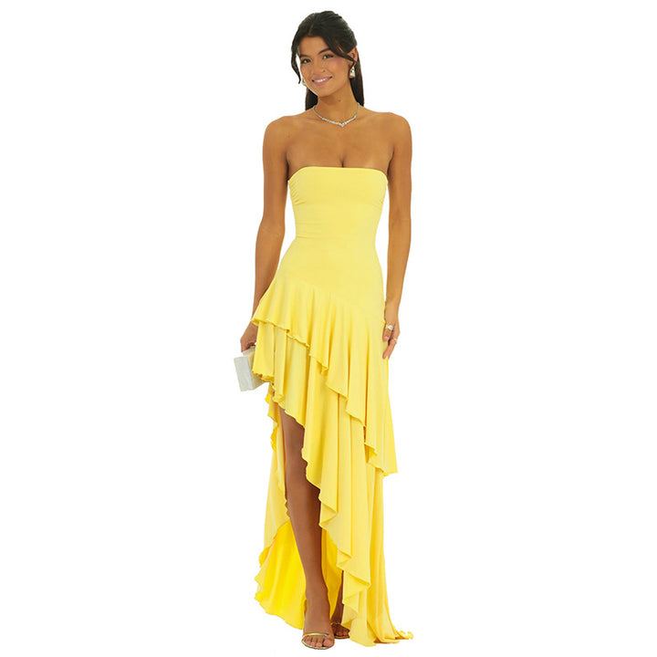 Dame Strapless High-Low Flæse Maxi Kjole Stilla
