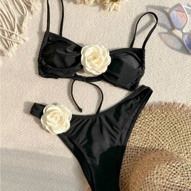 Dame Bandeau-Bikini med blomsterdetaljer Skovae