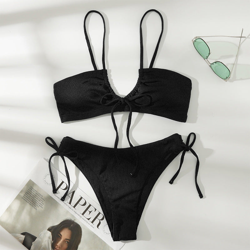 Dame triangel-bikini med justerbare snøringer Skovae