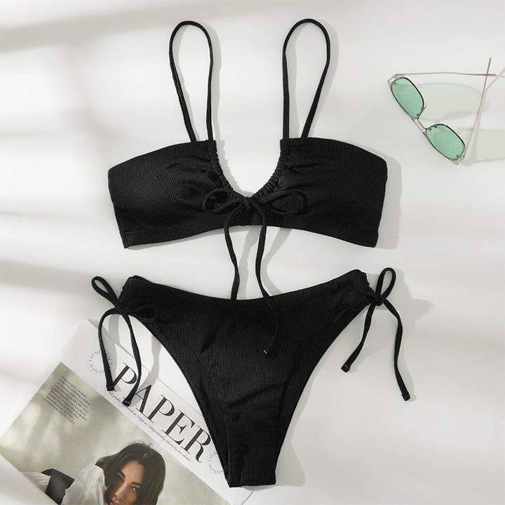 Dame triangel-bikini med justerbare snøringer Skovae