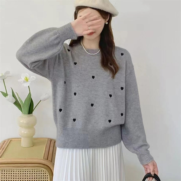 Kvinders sweater med hjerte-motiv og afslappet pasform Stilla