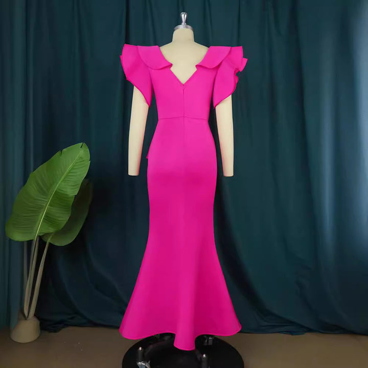Dame elegant Peplum-aftenkjole med voluminøse ærmer Skovae