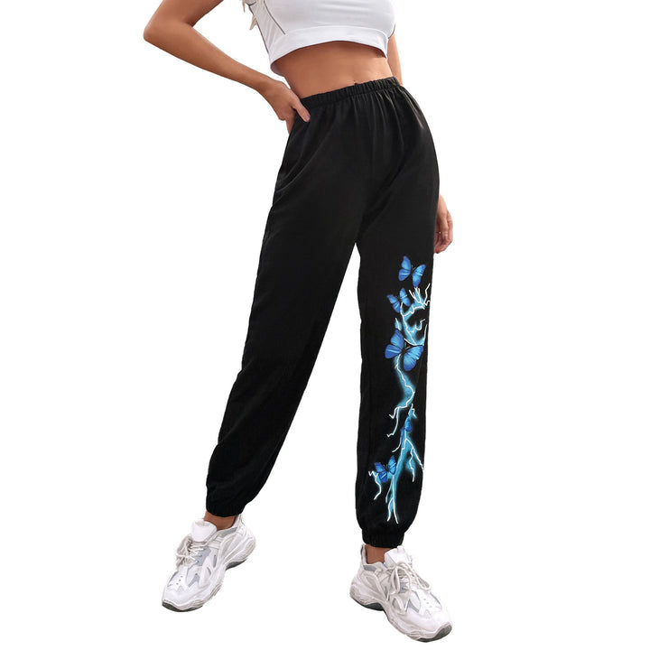 Kvinders casual joggers med farverigt sommerfugle- og lyn-design Stilla