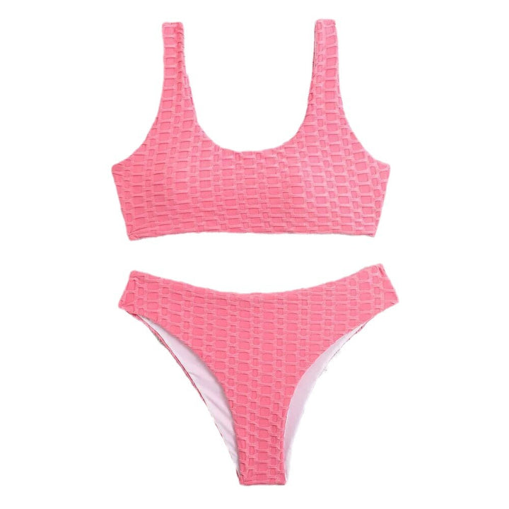 Dame Tekstureret Højskåret Bikini Sæt Stilla