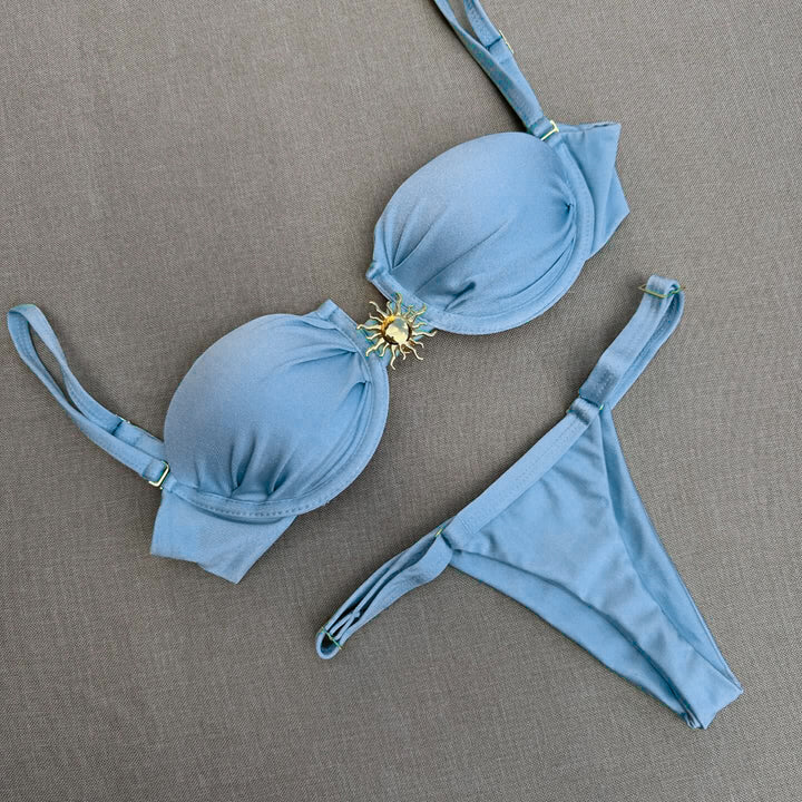 Dame blomsterprint bikini med matchende kaftan Stilla