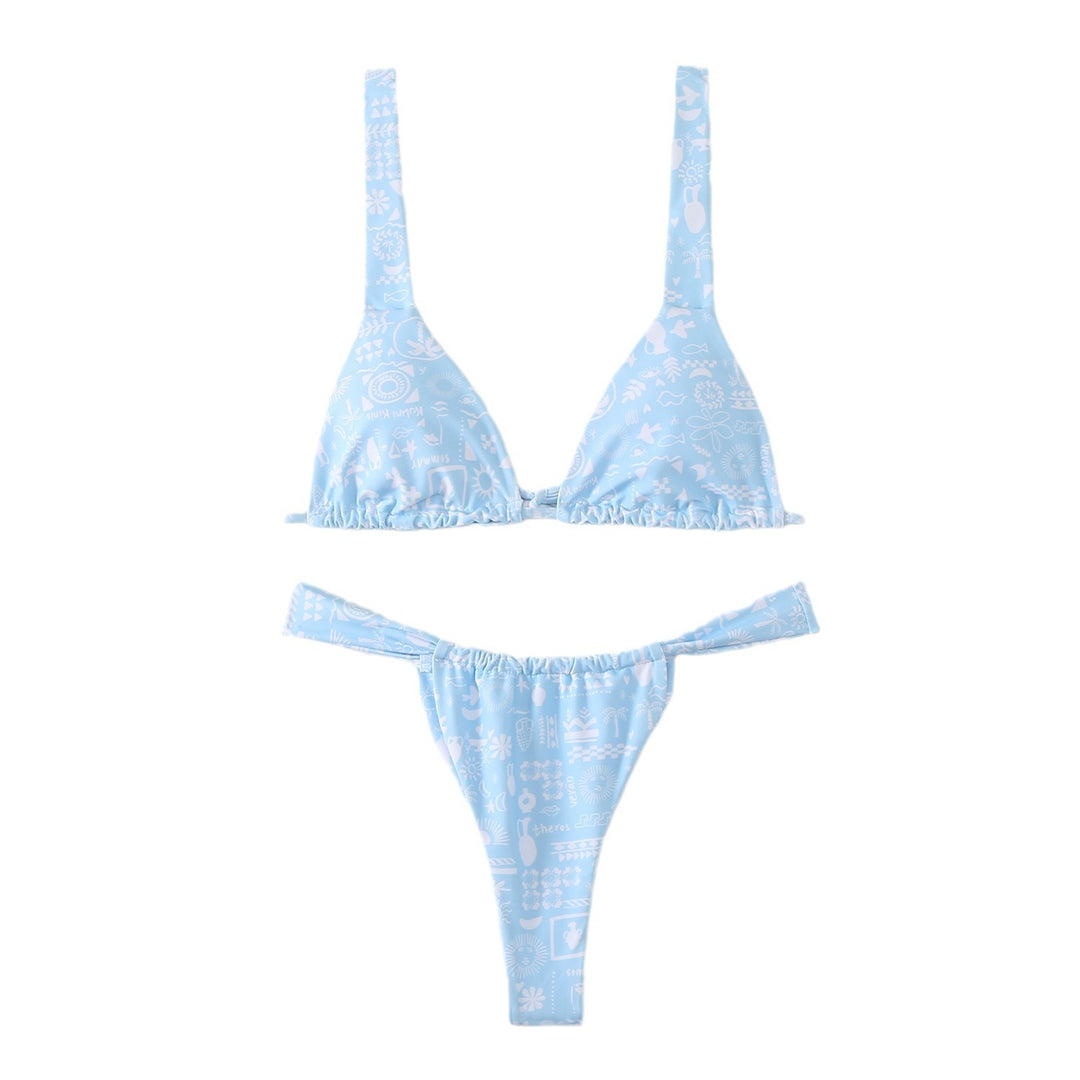 Femme Justerbar Triangle-Bikini-Sæt med Rynke-Detaljer Stilla