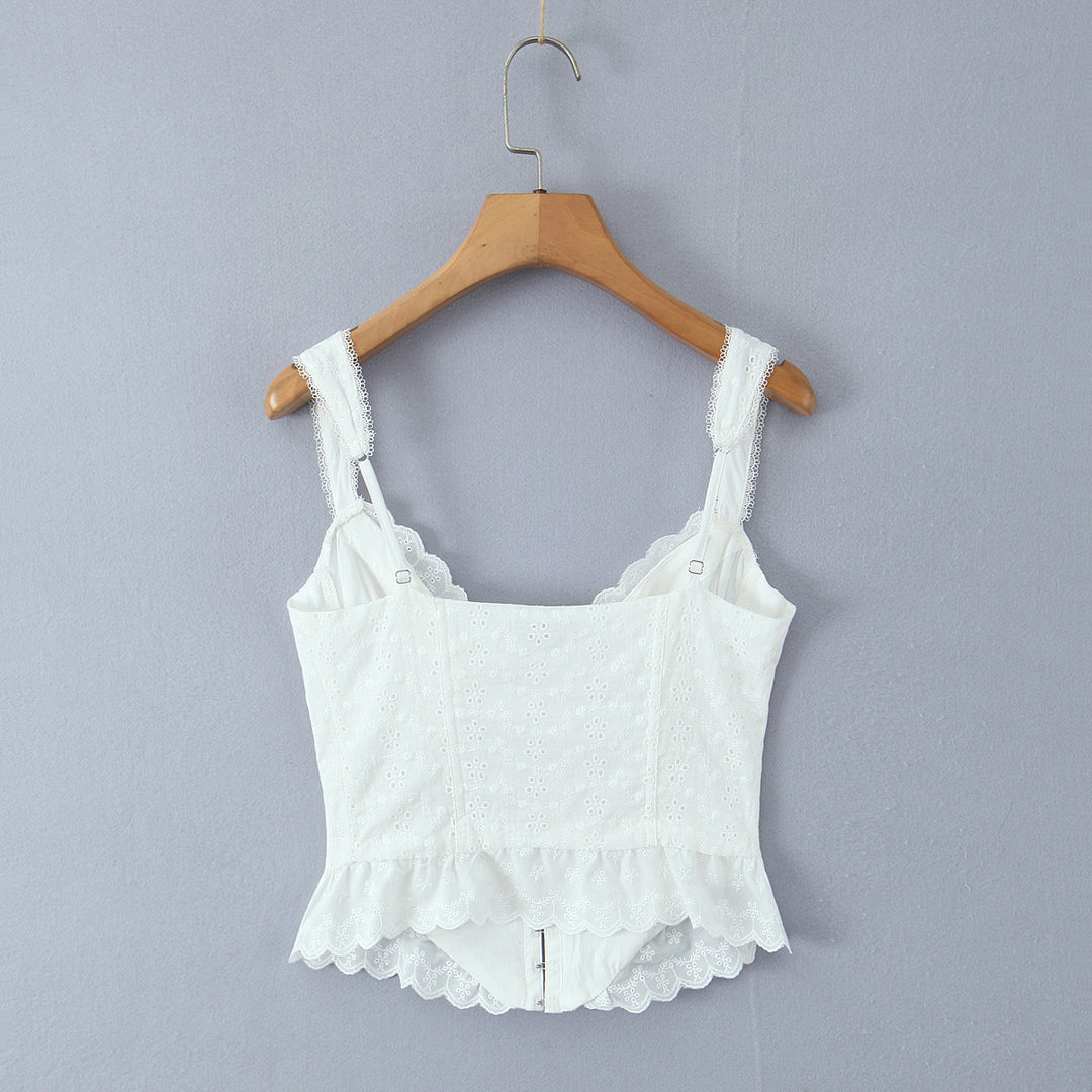 Dame Corset-top med elegante rynker og blomsterdesign Stilla