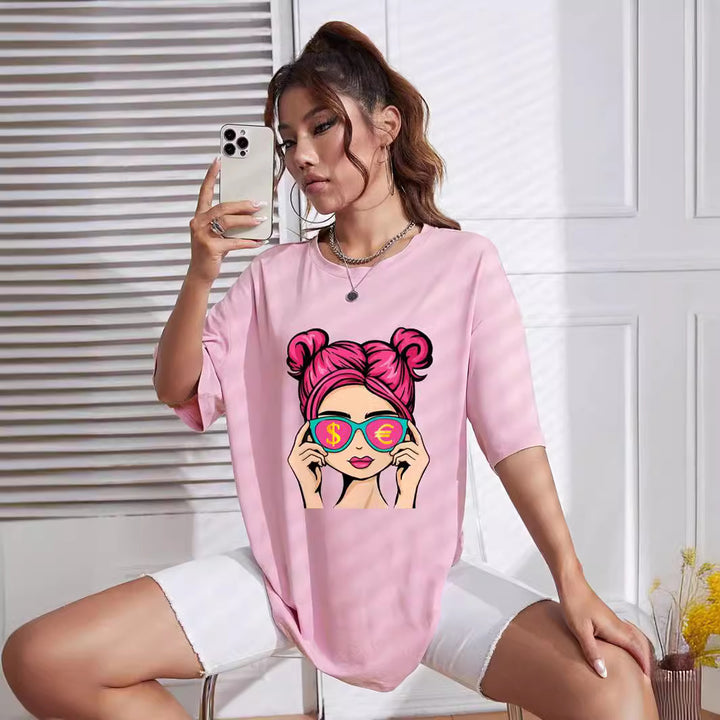 Dame afslappet T-shirt med kreativ retro-print Stilla